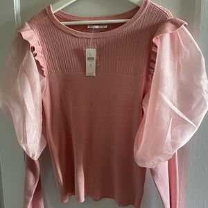 NWT Anthropologie Pink Puff Sleeve Sweater